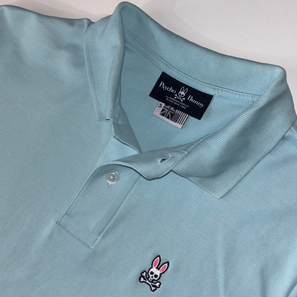 Psycho Bunny Polo Shirt Mens Size 5 Sky Blue Pima Cotton Short Sleeve Logo